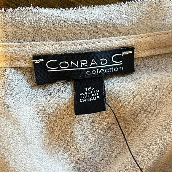 CONRAD C COLLECTION Women's Gold Mixed Media Sheer Detail Sleeveless Top Size 16 - Picture 3 of 5